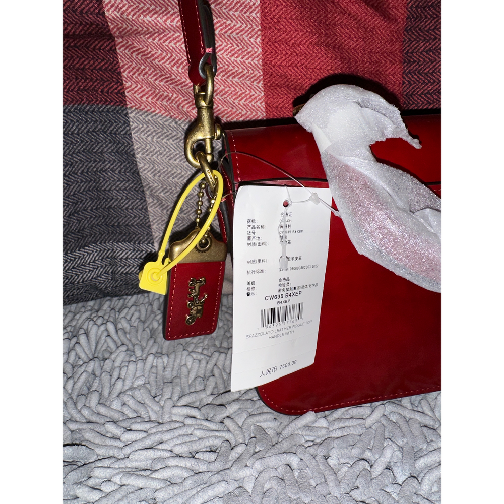 Coach Rogue top handle Red Leather Handbag - Picture 5 of 9